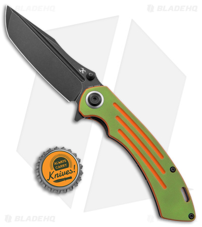 Kansept Pretatout Tanto Liner Lock Knife Green/Orange G-10 (3.6" Black SW)