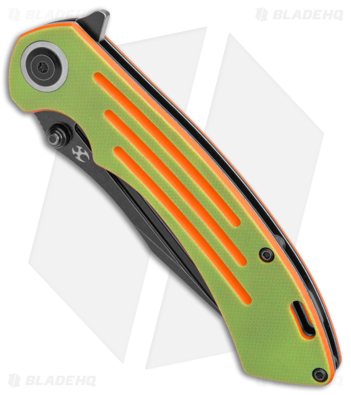 Kansept Pretatout Tanto Liner Lock Knife Green/Orange G-10 (3.6" Black SW)