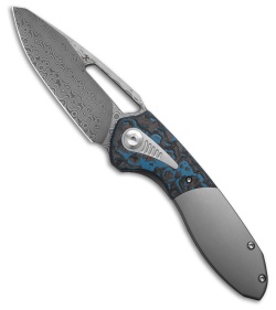 Kansept Thoth Frame Lock Knife Artic Storm Titanium (3.5" Damascus)