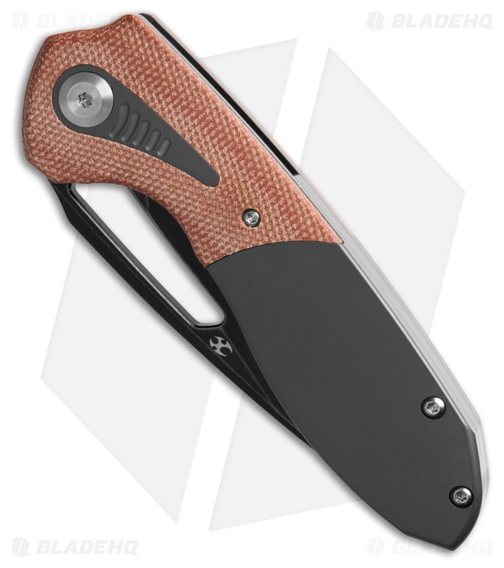 Kansept Thoth Frame Lock Knife Brown Micarta & Gray Titanium (3.5" Black SW)