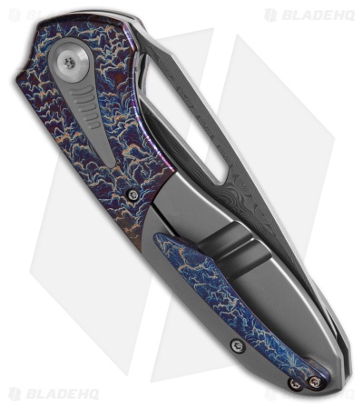 Kansept Thoth Frame Lock Knife Lightning Strike Titanium (3.5" Damascus)