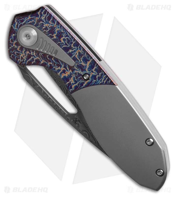 Kansept Thoth Frame Lock Knife Lightning Strike Titanium (3.5" Damascus)