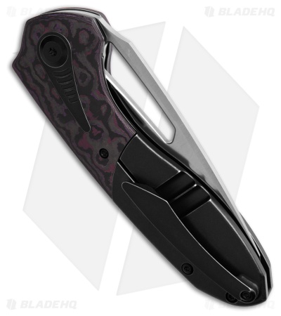 Kansept Thoth Frame Lock Knife Black SW Ti Purple Haze Carbon Fiber (3.5" Satin)