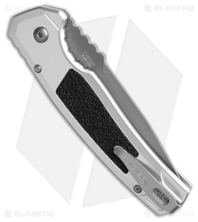 Kershaw Auto Launch 16 Button Lock Knife Raw Aluminum/Black Inserts (3.45" Gray)