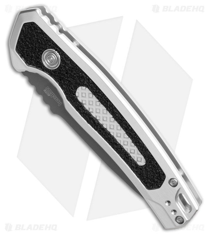 Kershaw Auto Launch 16 Button Lock Knife Raw Aluminum/Black Inserts (3.45" Gray)