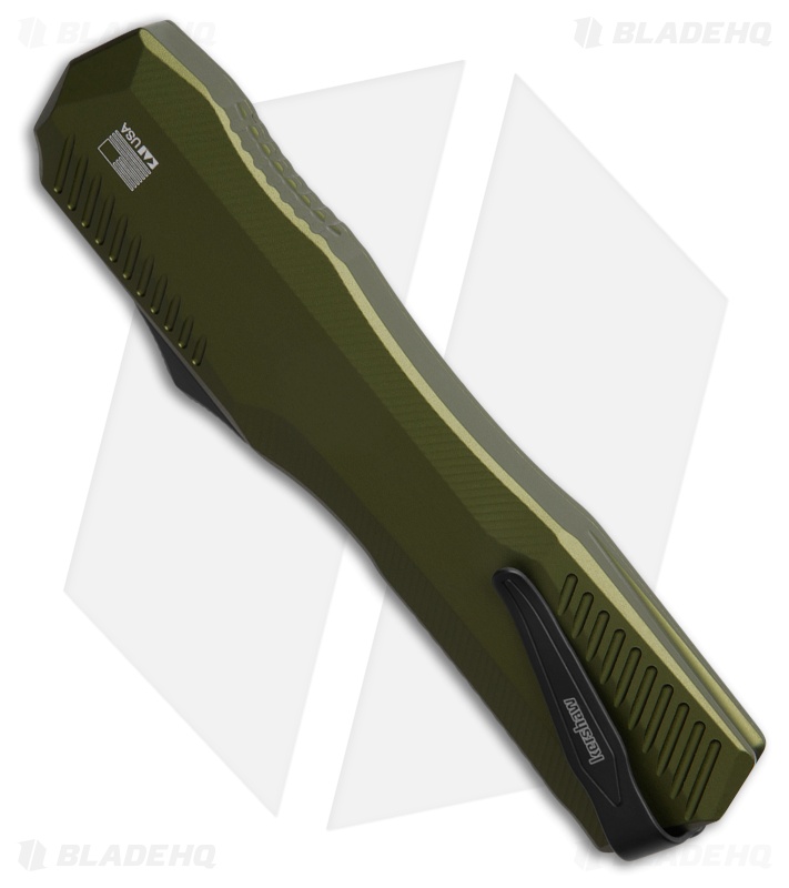 Kershaw Livewire D/E OTF Automatic Knife OD Green Al (3.4" Black PVD Serr)