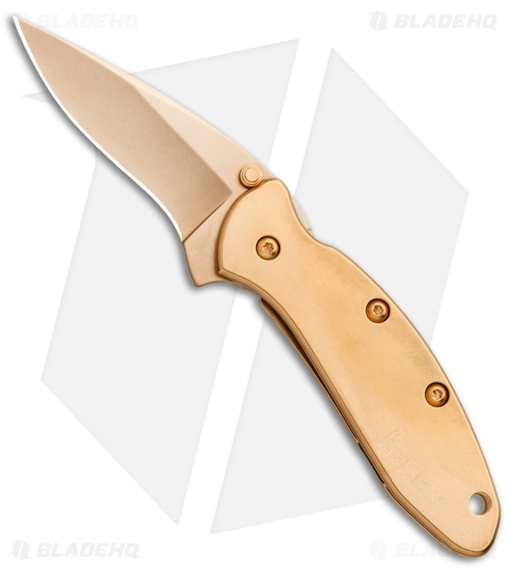 Kershaw Chive Assisted Opening Knife 24K Gold Plated (1.94" Gold) 1600G