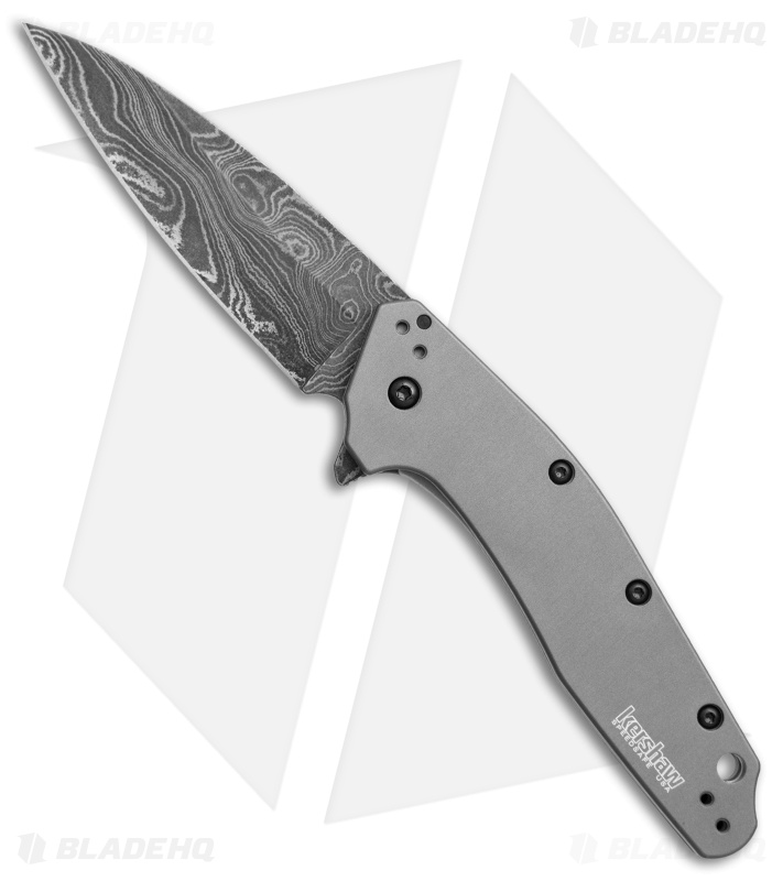 Kershaw Dividend Assisted Opening Knife Gray Aluminum (3" Damascus) 1812GRYDAM