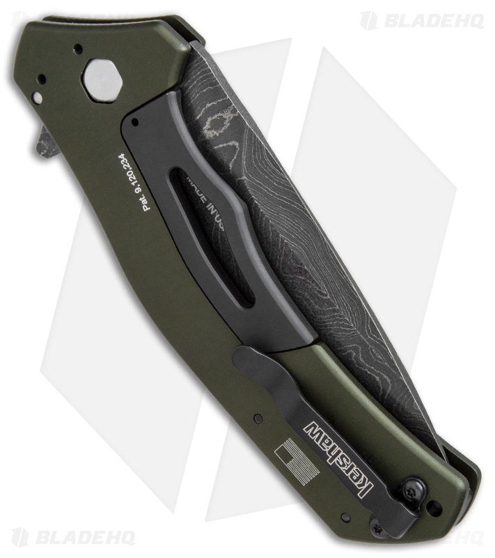 Kershaw Knockout Assisted Opening Knife OD Green (3.25" Damascus) 1870OLDAM