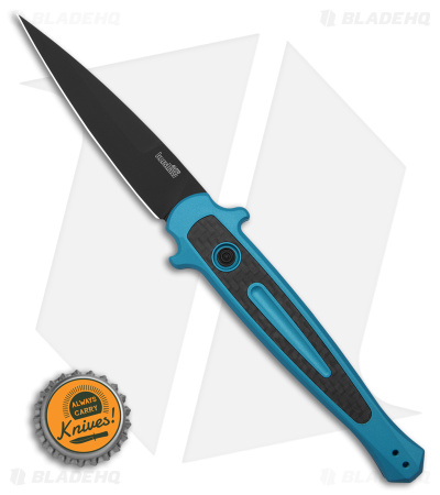 Kershaw Launch 8 Stiletto Automatic Knife Teal/CF (3.5" Black) 7150TEALBLK