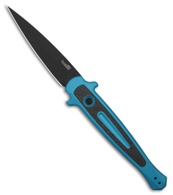 Kershaw Launch 8 Stiletto Automatic Knife Teal/CF (3.5" Black) 7150TEALBLK