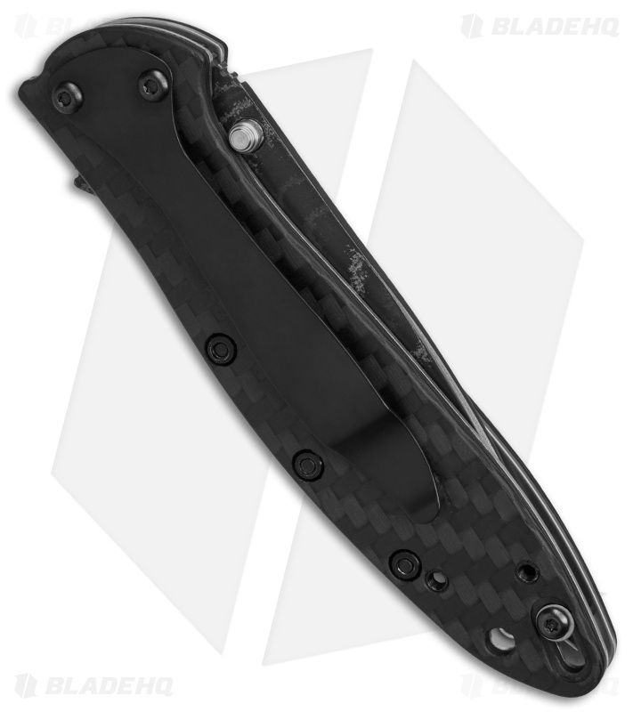Kershaw Leek Assisted Opening Knife Black Carbon Fiber (3" Damascus)