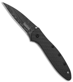 Kershaw Leek Assisted Opening Knife Black Carbon Fiber (3&quot; Damascus) | 177420