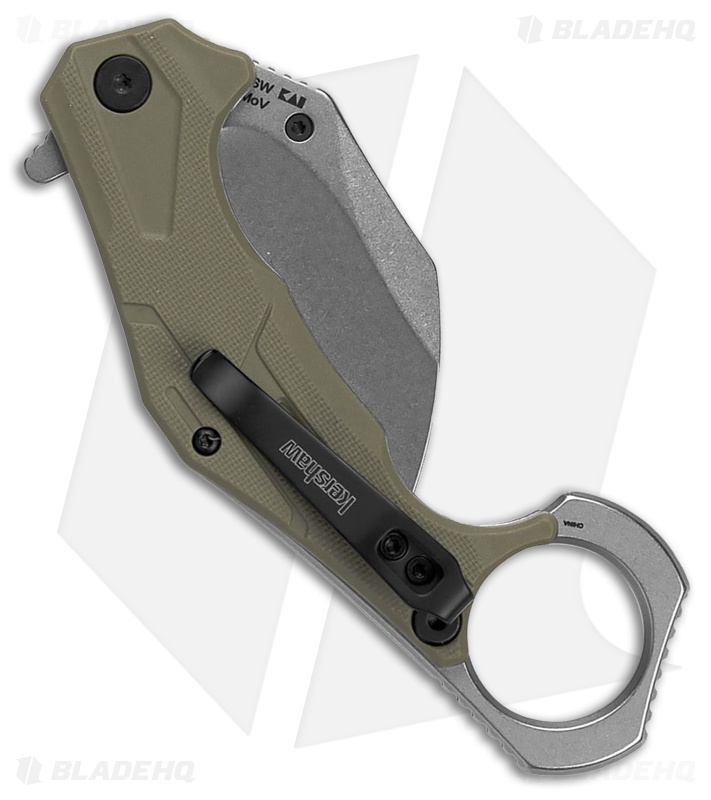 Kershaw Outlier Assisted Karambit Knife OD Green GRN (2.5" Stonewash)