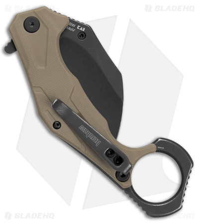 Kershaw Outlier Assisted Karambit Knife Tan GRN (2.5" Black Stonewash)
