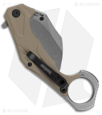 Kershaw Outlier Assisted Karambit Knife Tan GRN (2.5" Stonewash)