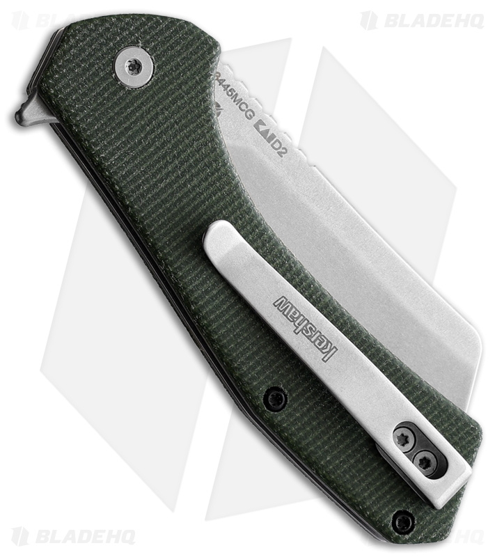 Kershaw Static Clever Liner Lock Knife Green Micarta (2.8" Stonewash D2)