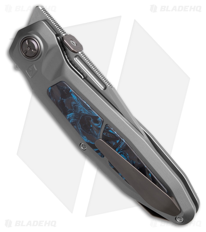 Ketuo Bratva Liner Lock Knife Titanium/Blue Marbled CF (3.85" BB)