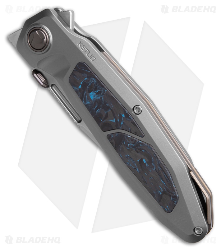Ketuo Bratva Liner Lock Knife Titanium/Blue Marbled CF (3.85" BB)