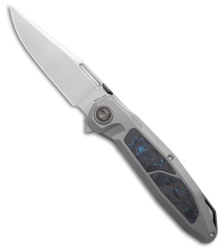 Ketuo Bratva Liner Lock Knife Titanium/Blue Marbled CF (3.85" BB)