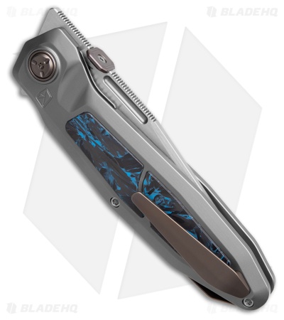 Ketuo Bratva Liner Lock Knife Titanium/Blue Marbled CF (3.85" Satin)