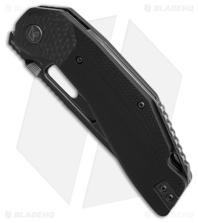 Ketuo Yakuza Liner Lock Knife Black G-10/Carbon Fiber Bolster (3.3" Black SW)