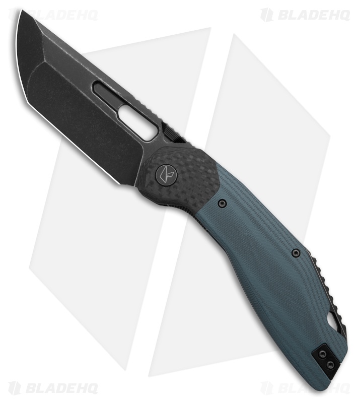 Ketuo Yakuza Liner Lock Knife Blue G-10/Carbon Fiber Bolster (3.3" Black SW)