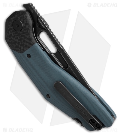 Ketuo Yakuza Liner Lock Knife Blue G-10/Carbon Fiber Bolster (3.3" Black SW)