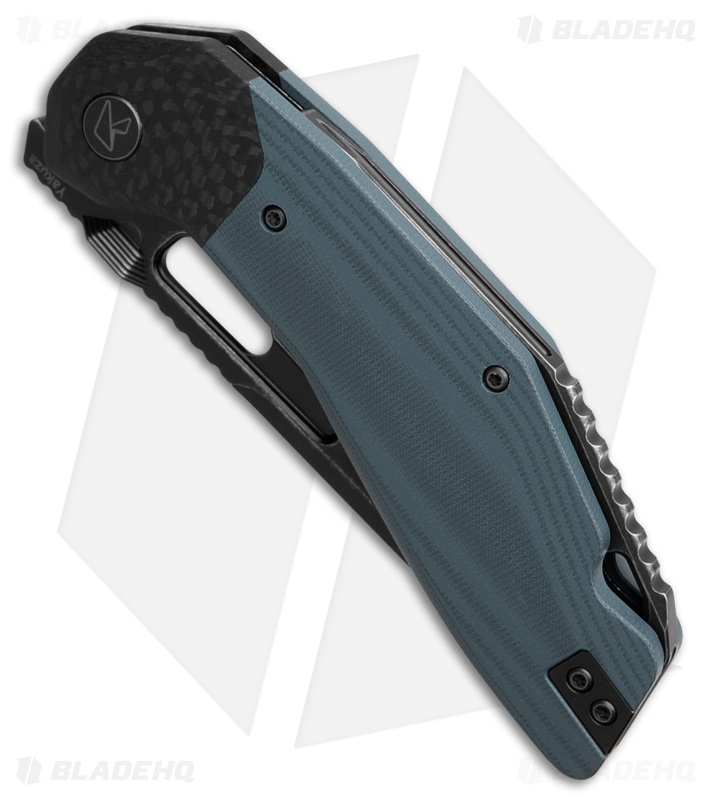 Ketuo Yakuza Liner Lock Knife Blue G-10/Carbon Fiber Bolster (3.3" Black SW)