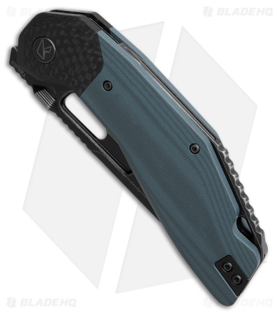 Ketuo Yakuza Liner Lock Knife Blue G-10/Carbon Fiber Bolster (3.3" Black SW)