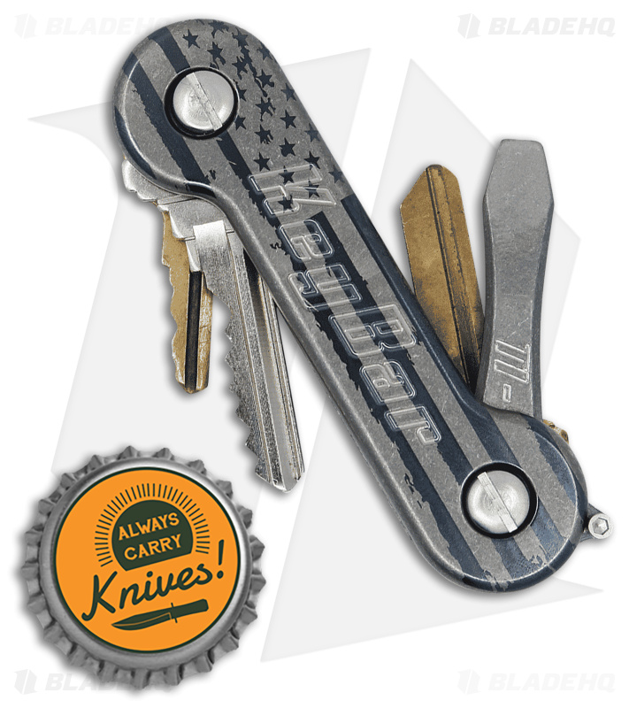 KEY-BAR Preamble Black American Flag Aluminum Pocket Key Holder/Organizer