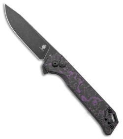 Kizer Begleiter2  Azo Button Lock Knife Purple/Black Fat Carbon (3.4" Black) 