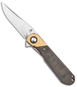 Kizer Vanguard Comet Liner Lock Knife Brass/Green Micarta (2.9" Satin)