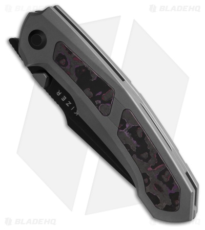 Kizer Cutlery Feweed Frame Lock Knife Ti + Purple Haze FC (3" Black SW) KI3694A1