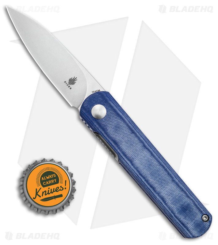 Kizer Feist | Front Flipper Knife | Blue Denim Micarta + SW - Blade HQ