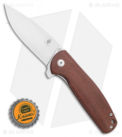 Kizer Vanguard Laconico Gemini Flipper Brown Micarta (3.1" Stonewash) V3471E2