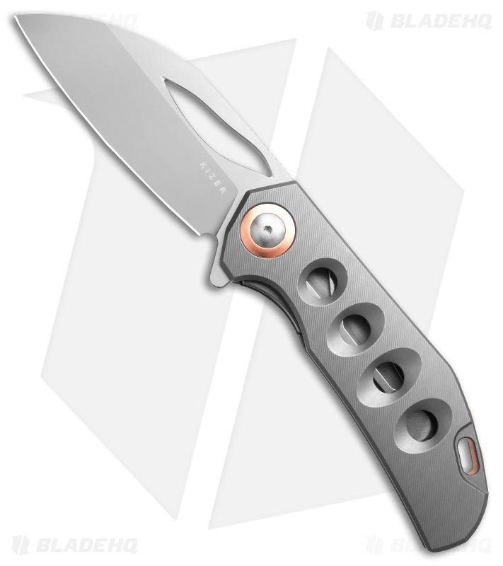 Kizer Hawk Frame Lock Knife Gray Titanium Bubble SW