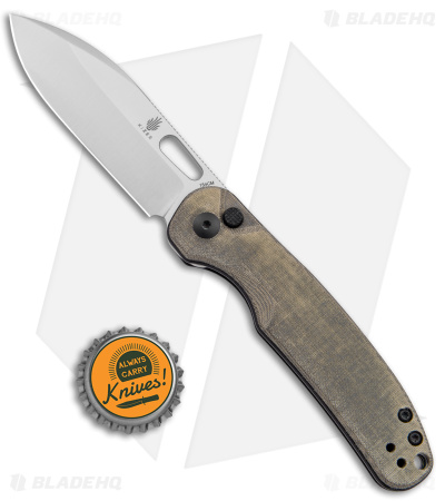 Kizer Azo Hic-cup Button Lock Knife Green Micarta (3.1" Satin) V3606C1