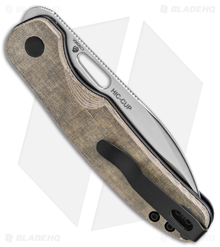 Kizer Azo Hic-cup Button Lock Knife Green Micarta (3.1" Satin) V3606C1