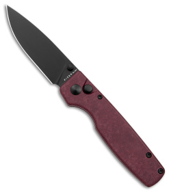 Kizer Vanguard Original Button Lock Knife Red Richlite  (3" Black)