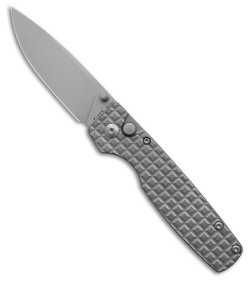 Kizer Vanguard Original XL Button Lock Knife Frag Gray Titanium (3.3" Stonewash)