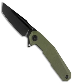 Kubey Carve Nest Liner Lock Knife Green G-10 (3.5" Black)