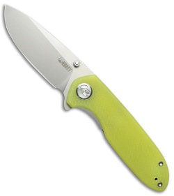 Kubey Knives Belus Liner Lock Knife Yellow G-10 (3" Stonewash)