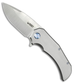 Kubey Bravo One Drop Point Frame Lock Knife Titanium (3.39" Satin)