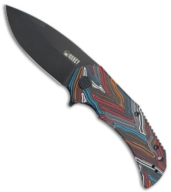 Kubey Bravo One Drop Point Liner Lock Knife Multicolor G-10 (3.39" Black SW)