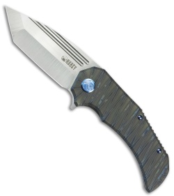 Kubey Bravo One Tanto Frame Lock Knife Flame Titanium (3.39" Satin)