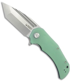 Kubey Bravo One Tanto Liner Lock Knife Jade G-10 (3.39" Bead Blast)