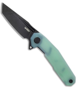 Kubey Carve Nest Liner Lock Knife Jade G-10 (3.27" Black Stonewash) KB237F