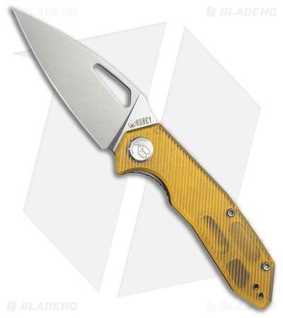 Kubey Coeus Liner Lock Knife Yellow Ultem (3.11" Bead Blast)