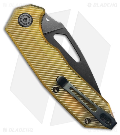 Kubey Coeus Liner Lock Knife Yellow Ultem (3.11" Black Stonewash)